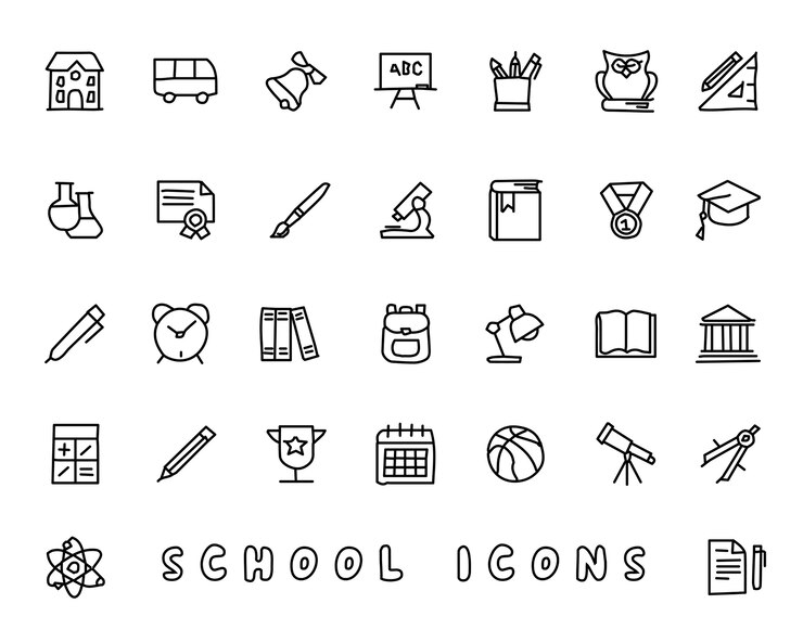 ícones de mão desenhada de escola