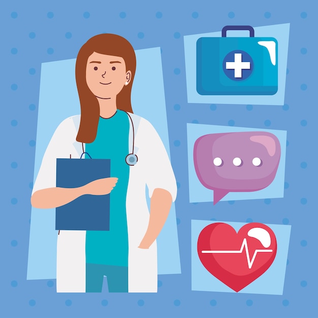 Ícones de médico e telemedicina