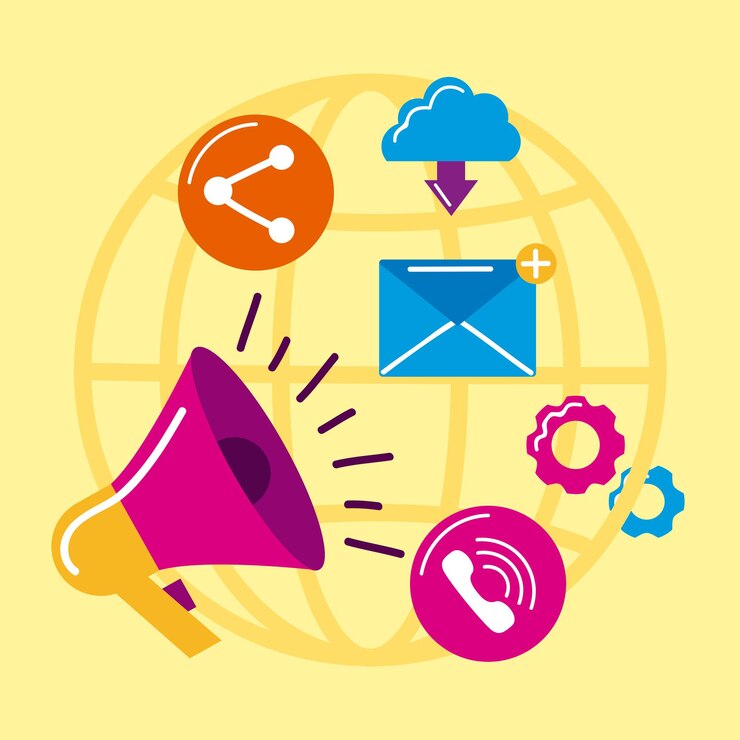 Vetor ícones de megafone e comunicação
