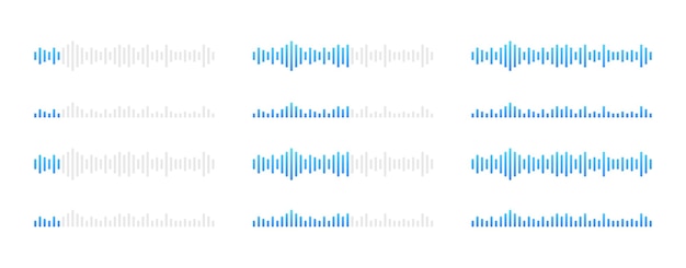 Ícones de mensagens de voz em estilo plano Ícones vetoriais