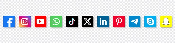 Vetor ícones de mídia social colecção realista de logótipos de mídia social configure ícones populares de mídia social facebook instagram youtube tiktok whatsapp x e mais