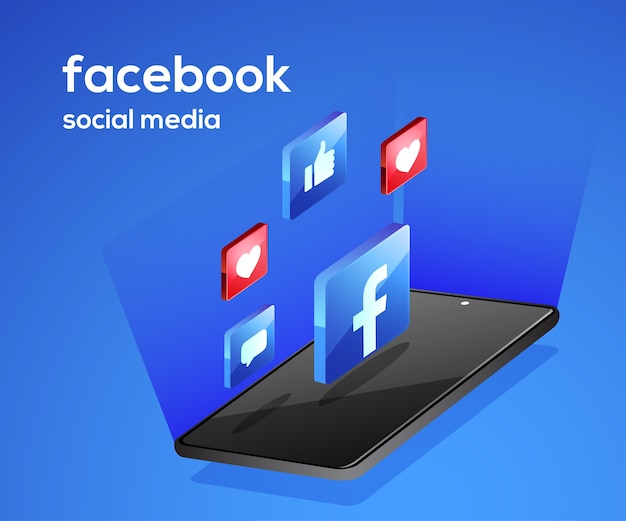 Ícones de mídia social do Facebook com smartphone
