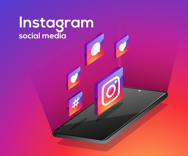 Ícones de mídia social do Instagram com smartphone