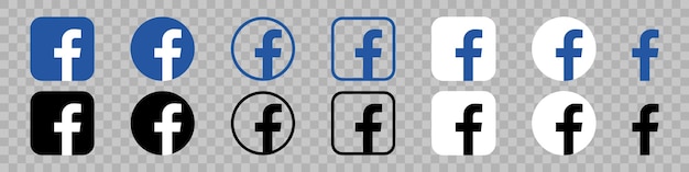 Ícones de mídia social facebook define ícones diferentes ícones editoriais do vetor de mídia social