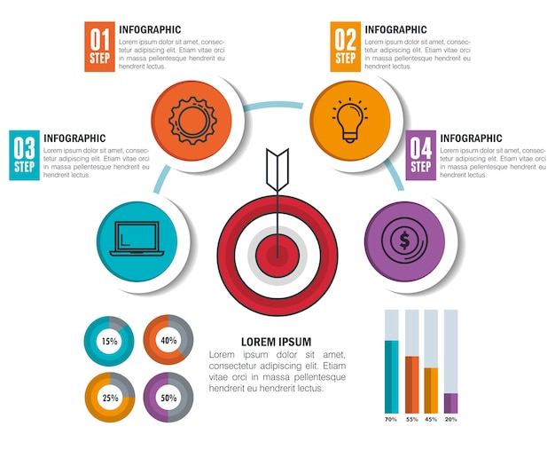 Ícones de modelo de infográfico de negócios