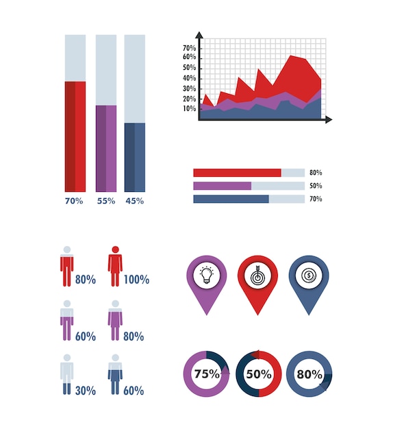 Ícones de modelo de infográfico de negócios