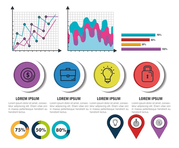 Vetor Ícones de modelo de infográfico de negócios