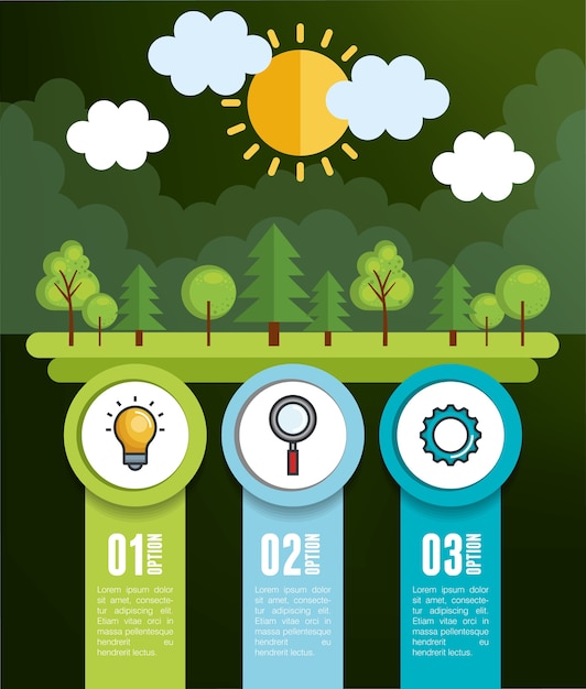 Ícones de modelo infográfico natureza