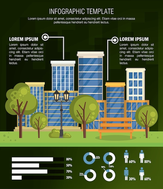 Ícones de modelo infográfico natureza