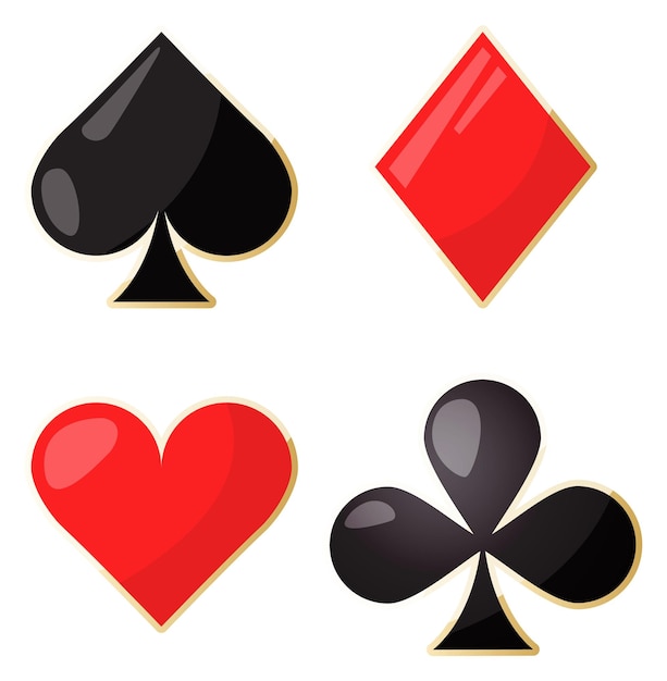 Vetor Ícones de naipe de cartas de jogo logotipo do clube de poker isolado em fundo branco