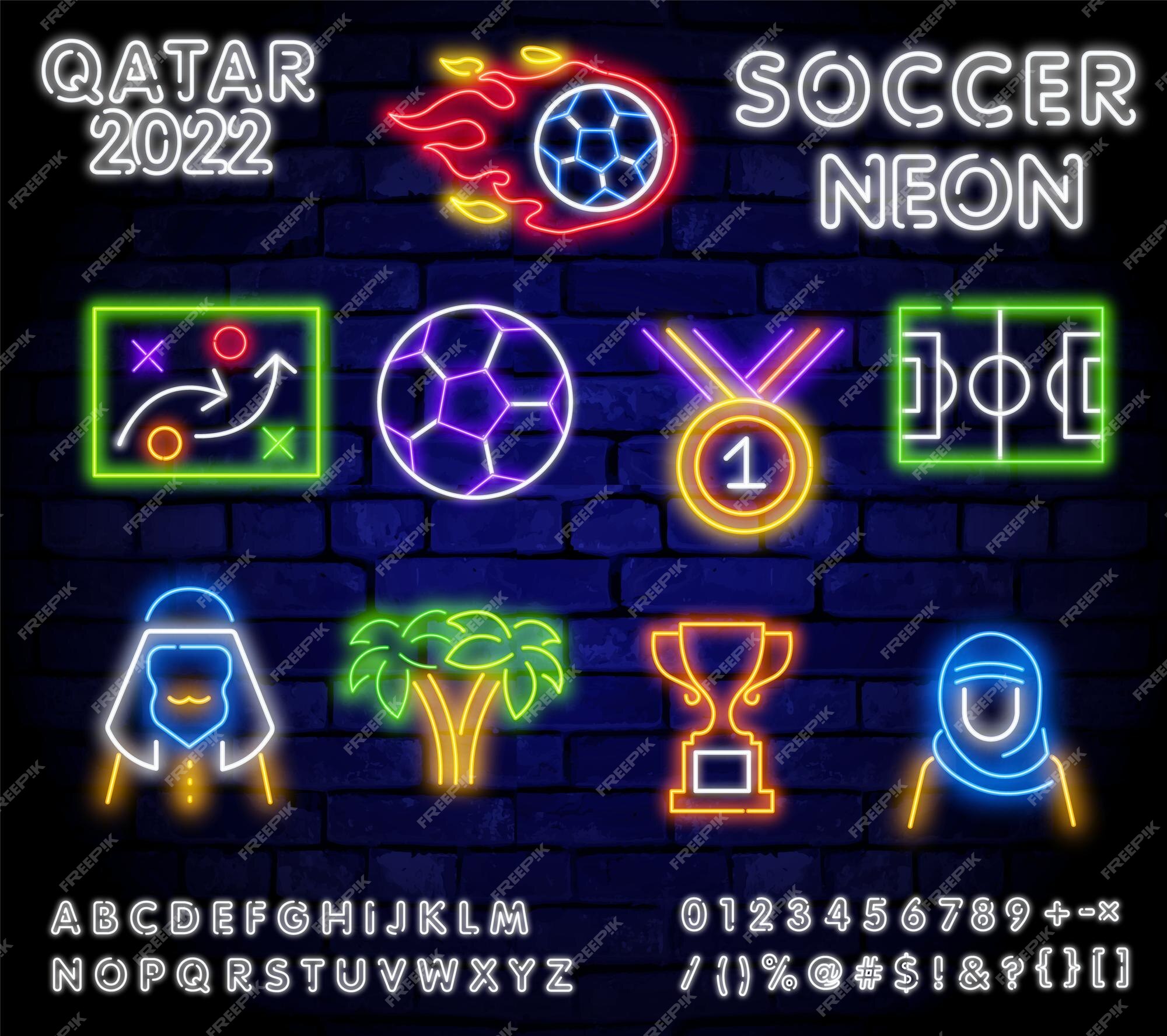 vetor de sinal de néon de futebol ao vivo. Néon do logotipo do futebol ao  vivo