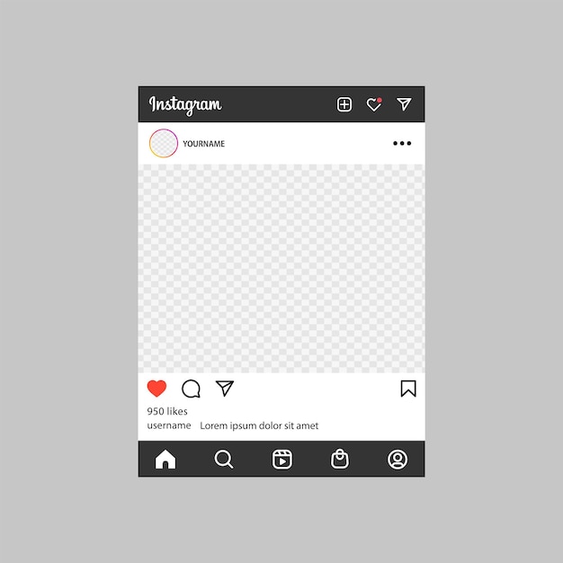 Vetor Ícones de notificação de modelo de quadro de postagem de mídia social de maquete da web do instagram fundo do instagram