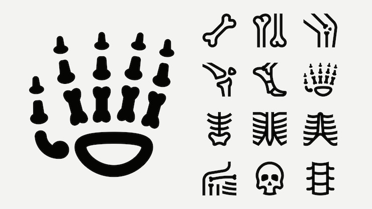 Vetor ícones de ossos humanos
