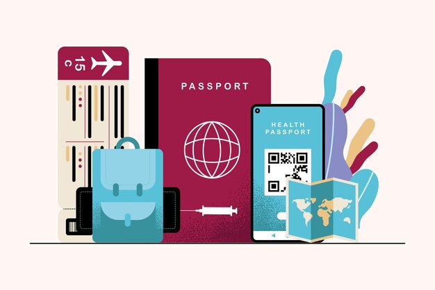 Ícones de passaporte digital de saúde