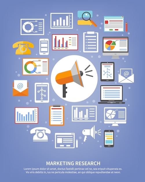 Ícones de pesquisa de marketing