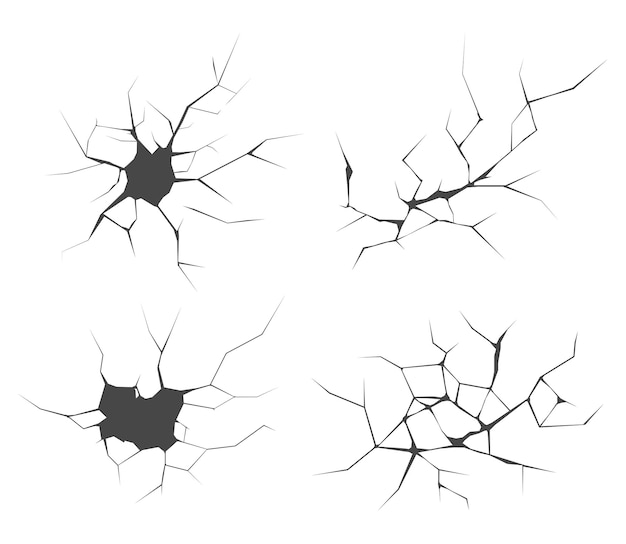 Ícones de rachaduras e fraturas