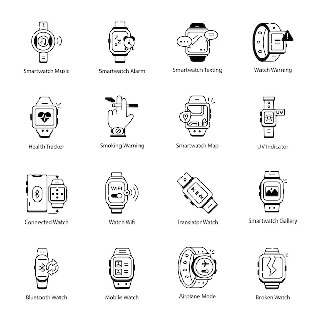 Vetor Ícones de relógios inteligentes