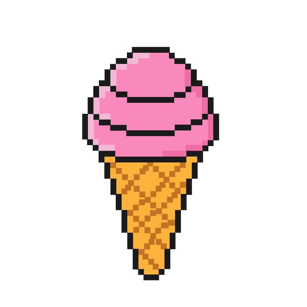 Ícones de sorvete de arte de pixel Ícone de férias de verão definido em design de arte de pixels isolado em fundo branco