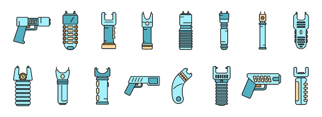 Ícones de taser definem a cor do vetor