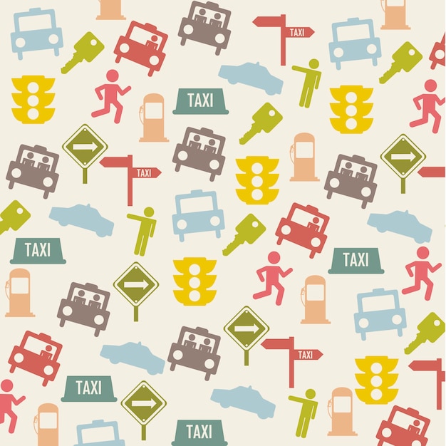 Ícones de táxi sobre ilustração vetorial de fundo bege