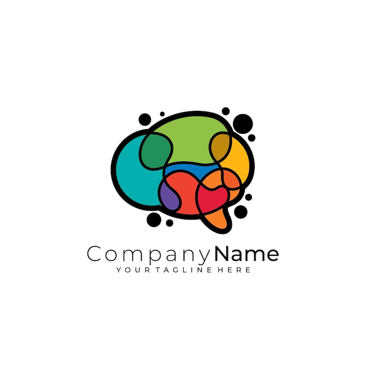 Vetor ícones de tecnologia de logotipo de cérebro inteligente e colorido