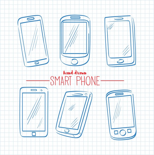 Ícones de telefone inteligente desenhados a mão