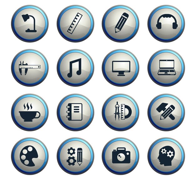 Ícones de vetor de processo criativo para web e design de interface de usuário