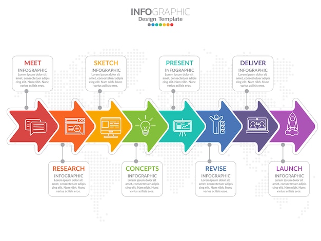 Ícones de vetor e marketing cronograma infográfico design