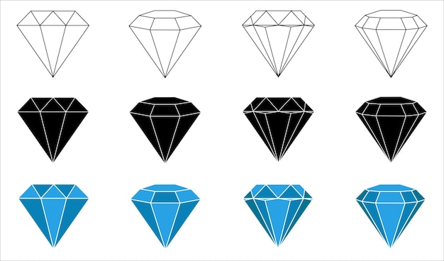 Ícones do crystal vector do design do logotipo de diamantes