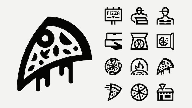 Ícones do esquema de entrega de pizzas