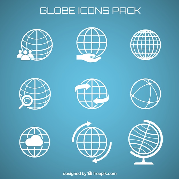 Ícones do globo embalar