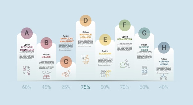 Ícones do modelo de gerenciamento de reputação infográfico em