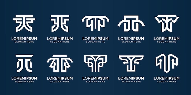 Ícones do modelo do logotipo inicial da coleção criativa para negócios de inspiração da empresa identidade corporativa elegante vetor premium