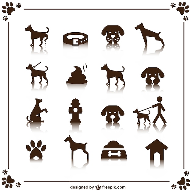 ícones do vetor do cão ajustou