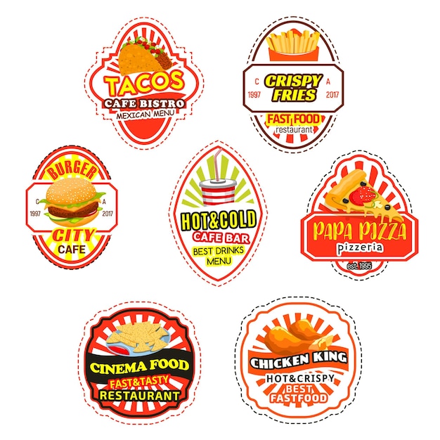 Ícones e símbolos de fast food