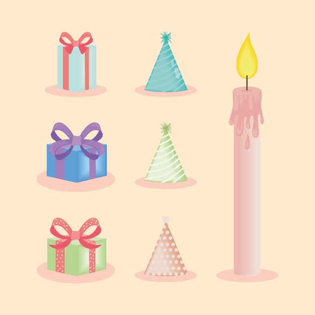 Ícones festivos de aniversário