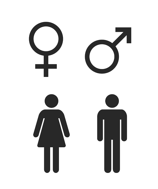 Ícones masculinos e femininos com cor preta Símbolo de gênero Ilustração vetorial Ilustração de estoque