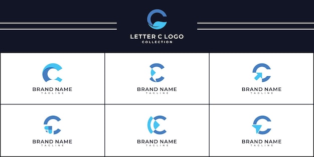 Ícones modernos de design de logotipo de letra c para negócios de luxo elegante simples