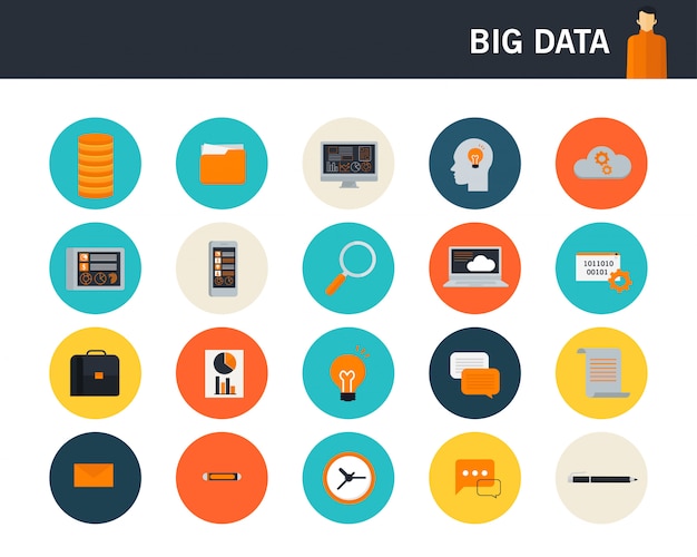 Ícones planas de grande volume de dados