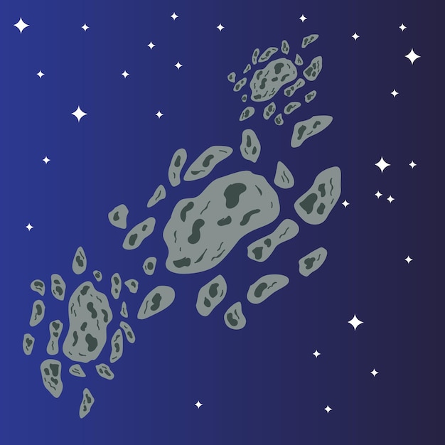 Vetor Ícones planos de asteróides espaciais