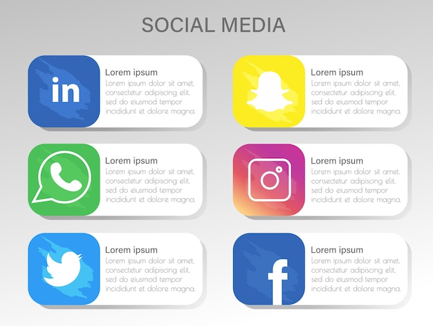 Vetor Ícones populares de mídia social com cores realistas