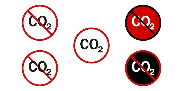 Ícones proibidos de co2. nenhum símbolo de co2. ilustração vetorial eps10