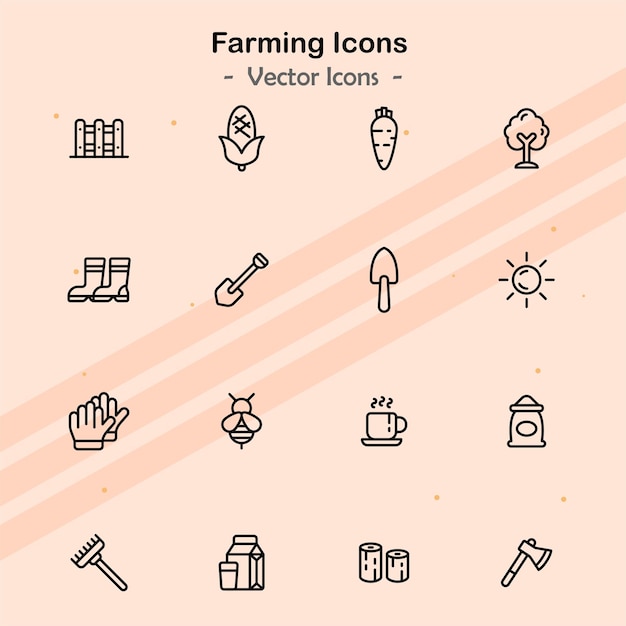 Ícones que retratam temas relacionados à agricultura e à agricultura