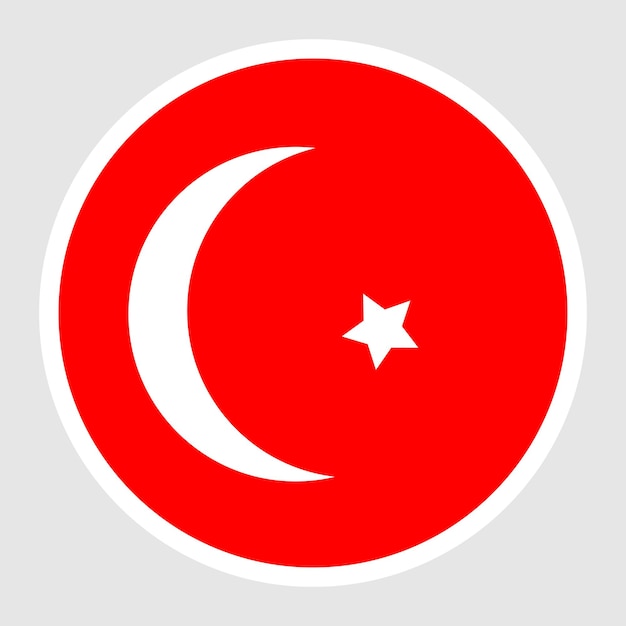 Ícones redondos do círculo liso da bandeira da turquia.