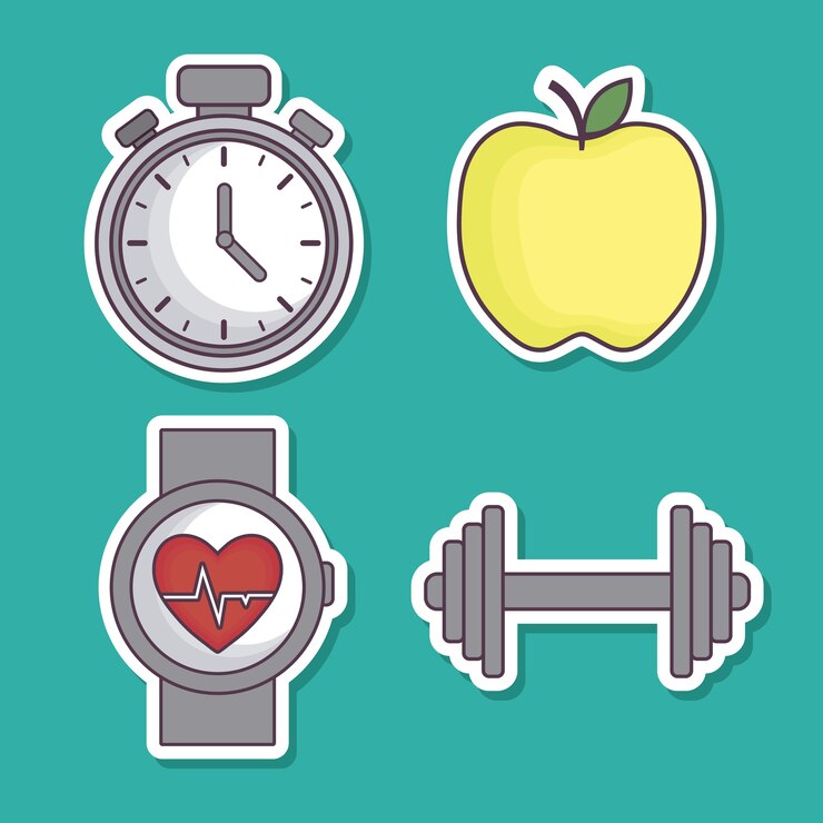 Vetor ícones relacionados com estilo de vida saudável e fitness