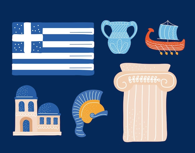 Vetor Ícones tradicionais da grécia