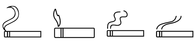 Vetor Ícones vetoriais de cigarros conjunto de ícones de cigarros ícone de conceito de tabagismo ícones vetoriais de estilo de silhueta