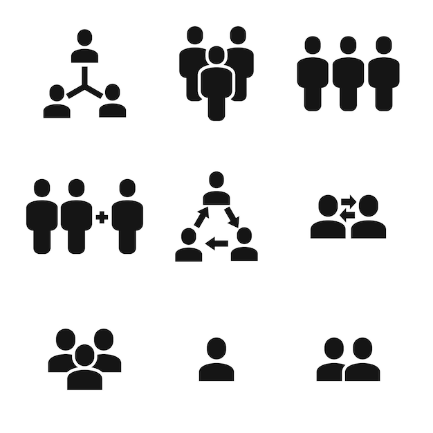 Ícones vetoriais de grupo Conjunto de ilustrações simples de 9 elementos de grupo Ícones editáveis podem ser usados na UI do logotipo e no design da web