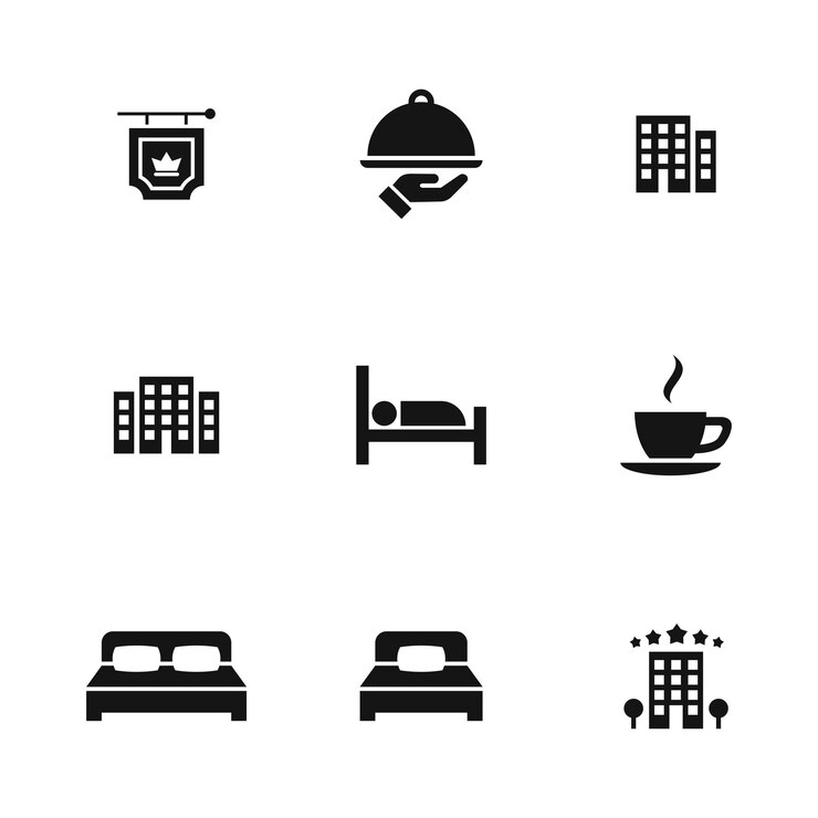 Vetor ícones vetoriais de hotéis conjunto de ilustrações simples de 9 elementos de hotéis ícones editáveis podem ser usados na ui do logotipo e no design da web