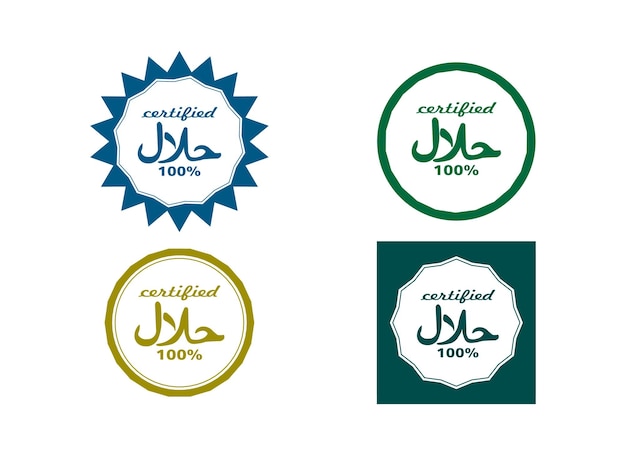 Icones vetoriais de logos halal conjunto de logotipos halal selo de alimentos halal